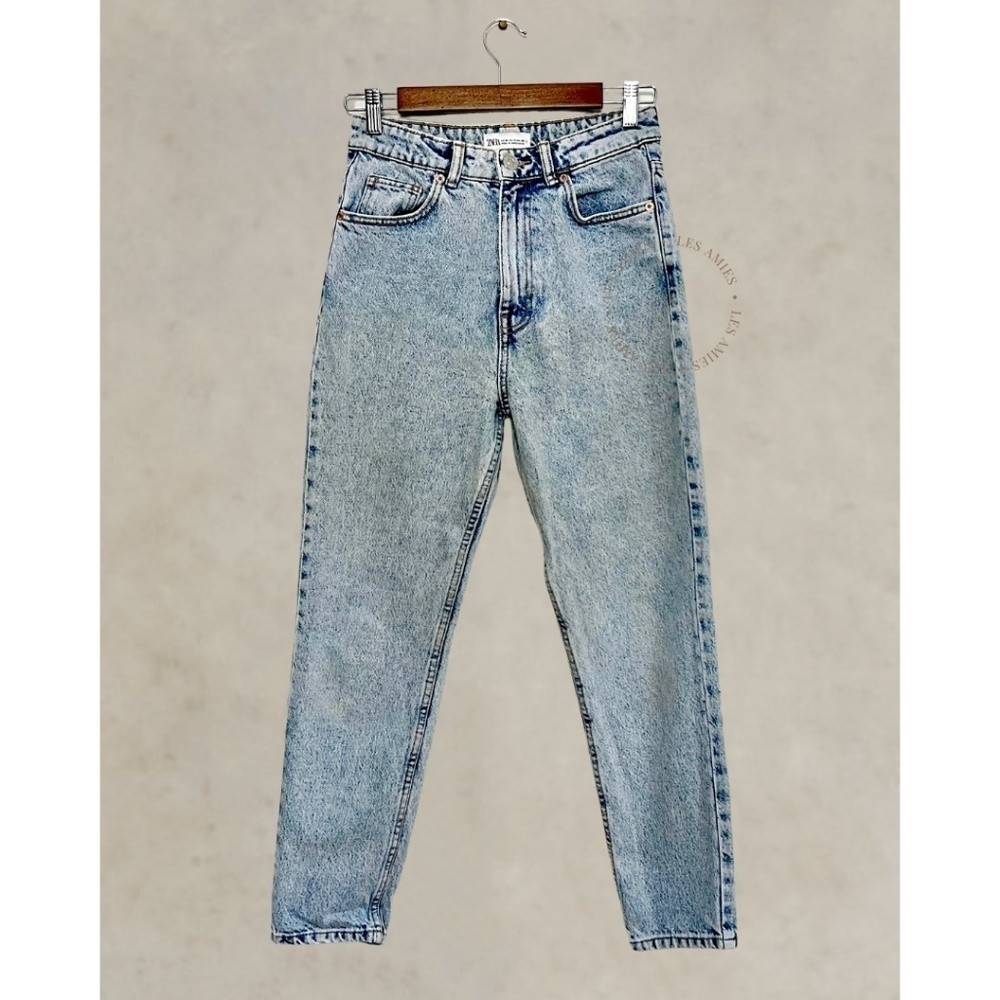 Zara Women Rigid Denim High Waist Blue Jeans Size 4‎
